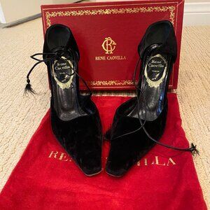 Rene Caovilla shoes | Black Velvet | Size 39 1/2 | 3 3/4" Heel